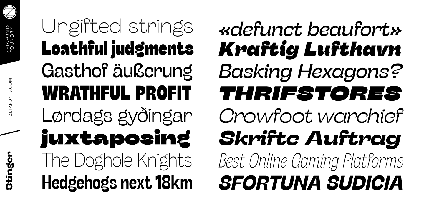 Stinger Wide Light Italic Font preview